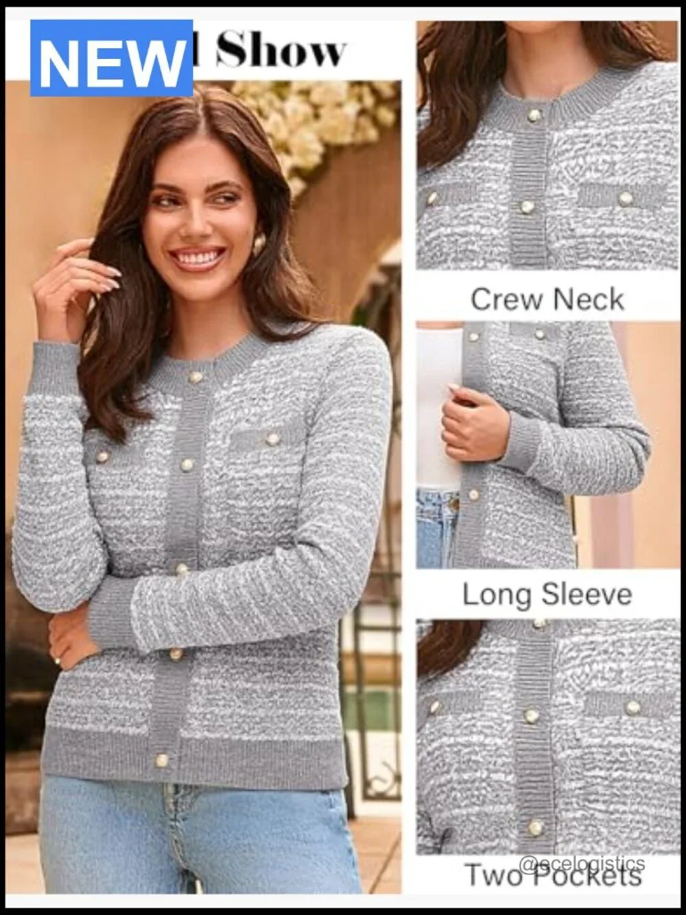 Open Front Button Down Long Sleeve Texture Knit Cardigan with Pockets